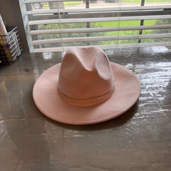 Free People Light Sand Wythe Leather Band Felt Hat Sz O/S NWT main image 13